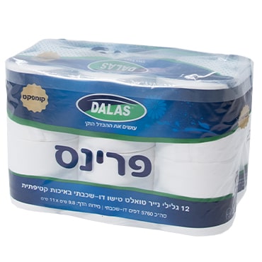 נייר טואלט דחוס 12 גלילים (600 מ')