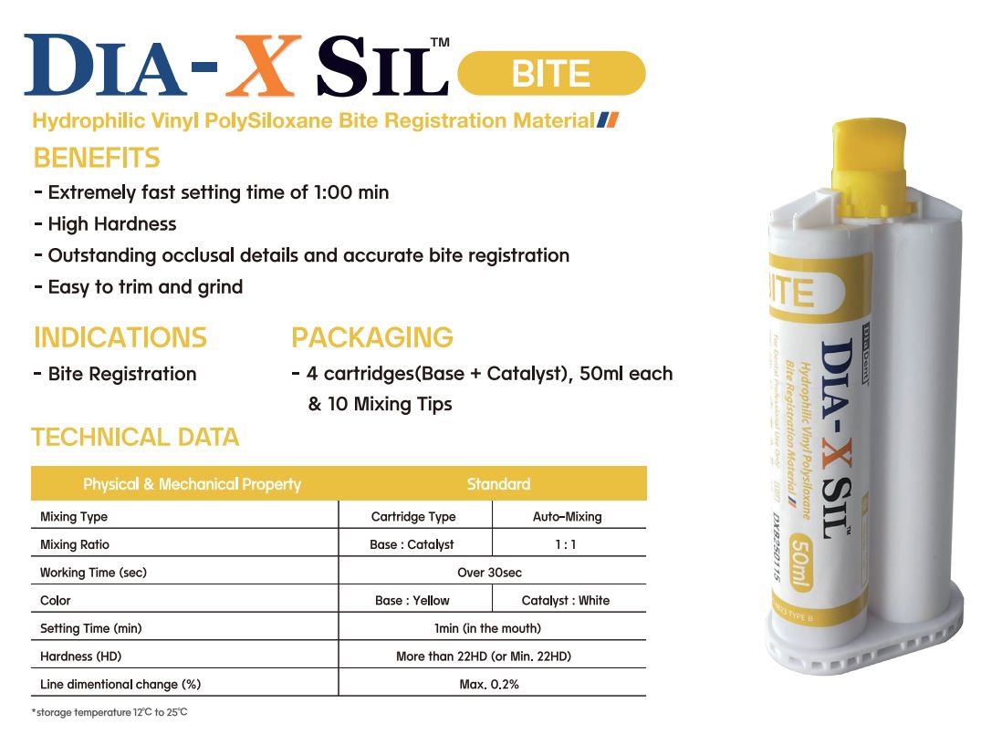 מנשך סיליקון DIA DENT X SIL BITE  (4 קרטריגים)